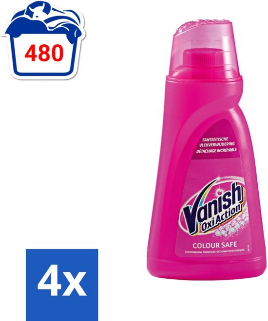 Vanish Vanish Oxi Action - Veilige Kleur - Vlekkenverwijderaar Gel - Zonder Bleek - Gekleurde Was - 1 L - Voordeelverpakking - 4 stuks