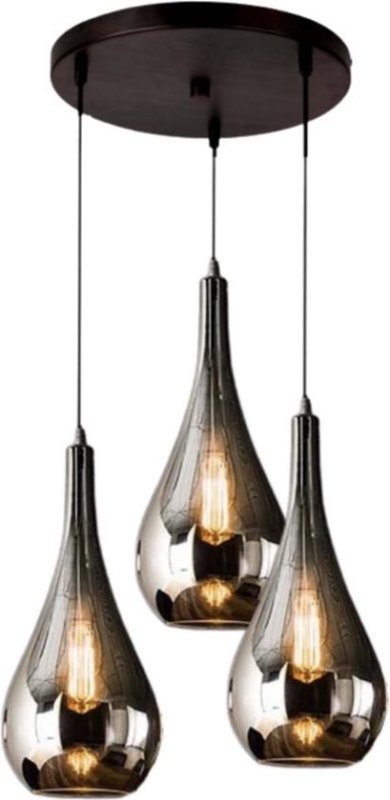 TradeFix Hanglamp Smoking Glass Druppelvormig - Hanglamp- 3-lichts - Smoke Glas - 3 bollen - Rookglas