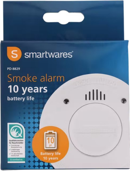 Smartwares Smartwares Rookmelder 10 jaar batterij - Brandmelder - Verplicht vanaf 1 juni 2022 - CE en EN markering - Lange levensduur - Veilig wonen - Huis - Gratis Verzenden