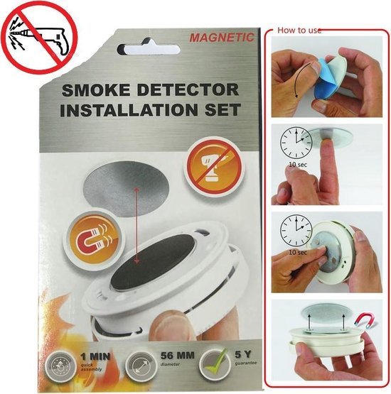 Magnetische Magnetische Montageset Rookmelder - 1 stuks - Diameter 56 mm