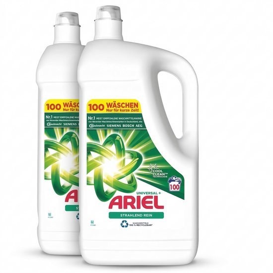 Ariel Ariel Universeel+ vloeibaar wasmiddel 10 liter 200 wasbeurten wasmiddel voor witte en bonte was krachtige reiniging frisse geur
