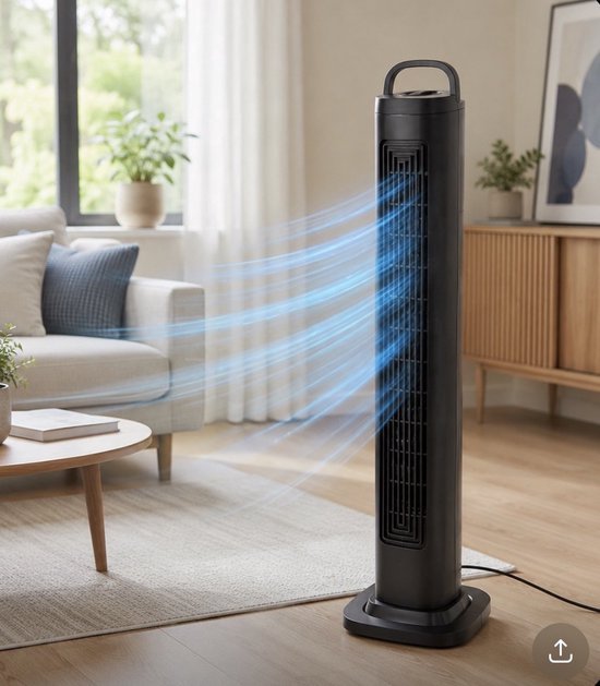 Kinzo® Kinzo® Toren Ventilator 82CM | 3 Snelheden | Oscillerend - Krachtig en stil | Staand Torenventilator - Zwart