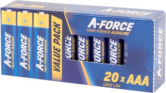 TradeFix 20x AAA Batterijen | HIGH POWER |A-Force batterijen AAA | Nood Pakket |Voordeel Verpakking | Alkaline batterijen - 1,5V, LR03 - 20 stuks