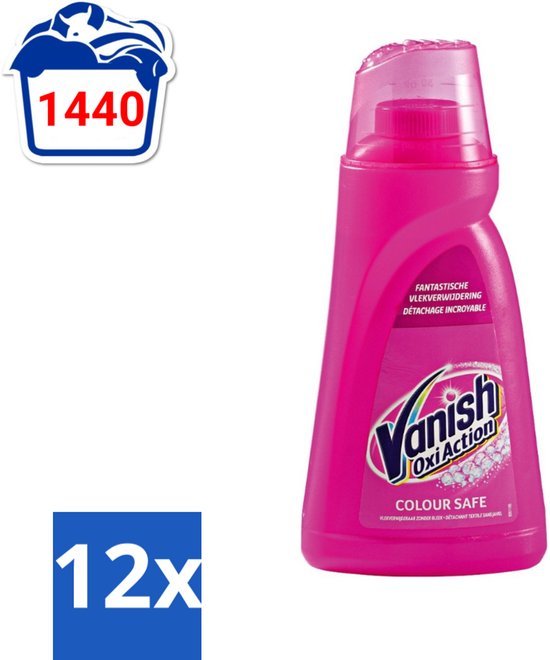 Vanish Vanish Oxi Action - Veilige Kleur - Vlekkenverwijderaar Gel - Zonder Bleek - Gekleurde Was - 1 L - Voordeelverpakking - 12 stuks