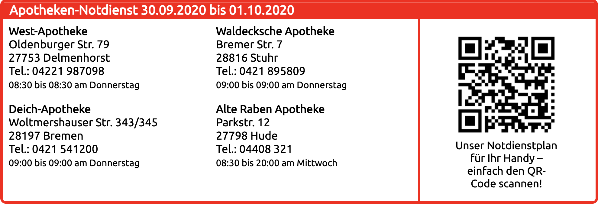  - Apotheken Notdienst FIRMA