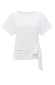 T-Shirt mit Rundhalsausschnitt und Zierknoten Weiß
