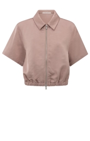 Elegante Satinjacke mit Reißverschluss & elastischem Bund Rosa