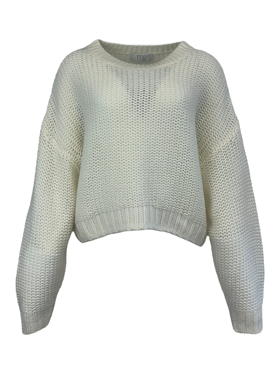 Grobstrickpullover aus Wolle-Kaschmir-Mix Kastig geschnitten