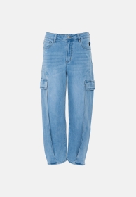 MASIE O-Shape Cargo-Jeans mit mittlerer Leibhöhe & verdecktem Reißverschluss