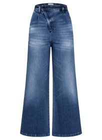 VIVI Weit ausgestellte Jeans mit schrägem Verschluss Blau