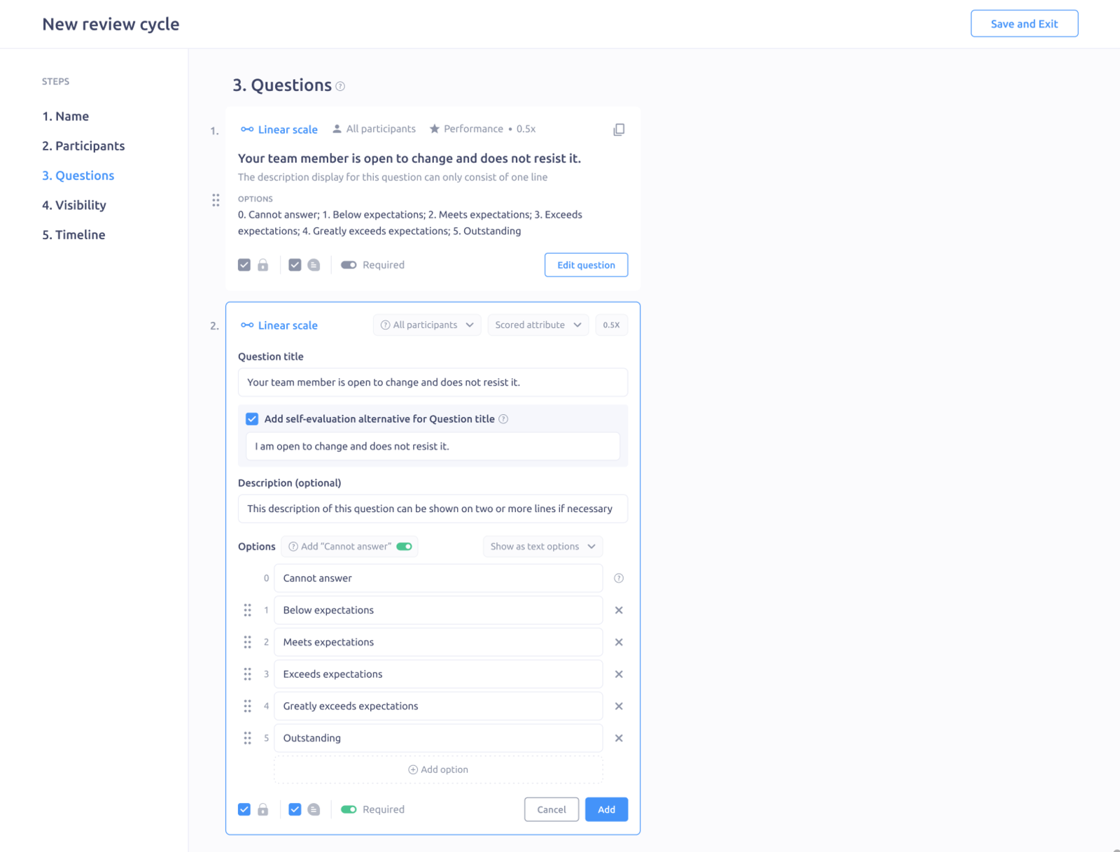 Questions builder update