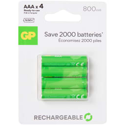 Baterie z możliwością wielokrotnego ładowania GP AAA  4 sztuki | 800 mAh