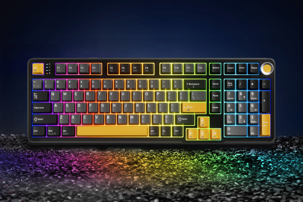 Marvo Titan 98 - Klawiatura mechaniczna bezprzewodowa 98 klawiszy  Czarno-Szara RGB (BT/USB)