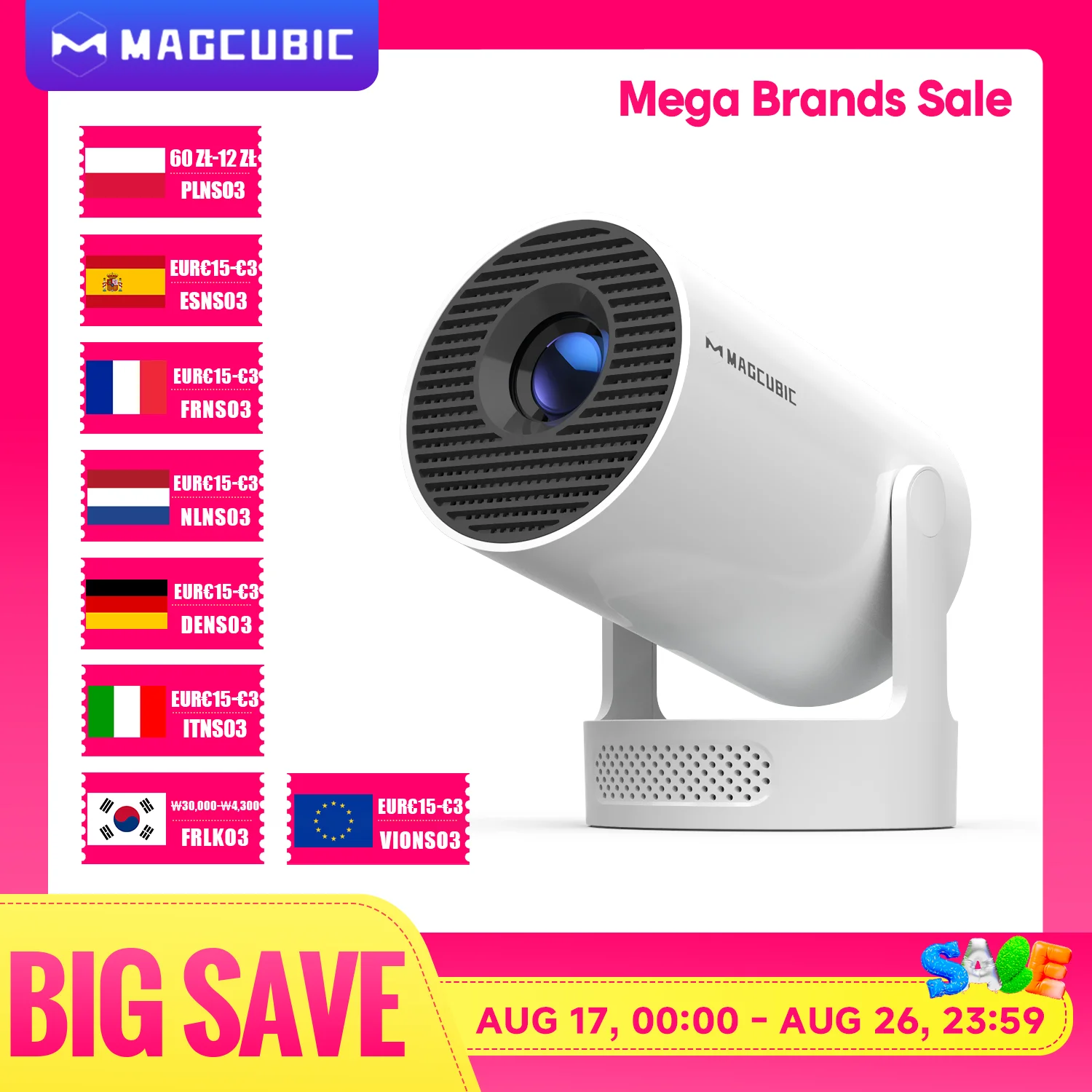 Projektor Magcubic HY300 Pro+ 8K, 8000 Lumenów Android 14 WiFi 6 BT5.4 + pilot