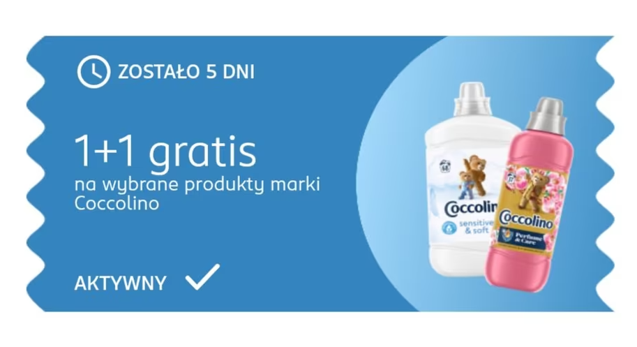 [Rossmann] Płyny COCCOLINO 1+1 gratis - np. płyn Sensitive & Soft 1700 ml za 11,50 zł, 4 różne warianty, kupon do pobrania w aplikacji