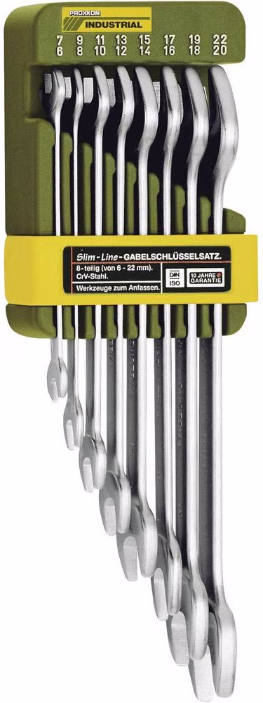 Proxxon 23800 podwójny klucz płaski zestaw od 6x7 do 20x22 mm 8-częściowy