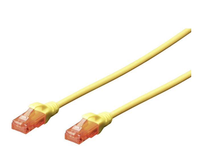 Kabel sieciowy RJ45 LAN Cat 6 – 3 m – U/UTP nieekranowany – CCA – Żółty. W opisie 5 i 10 metrów
