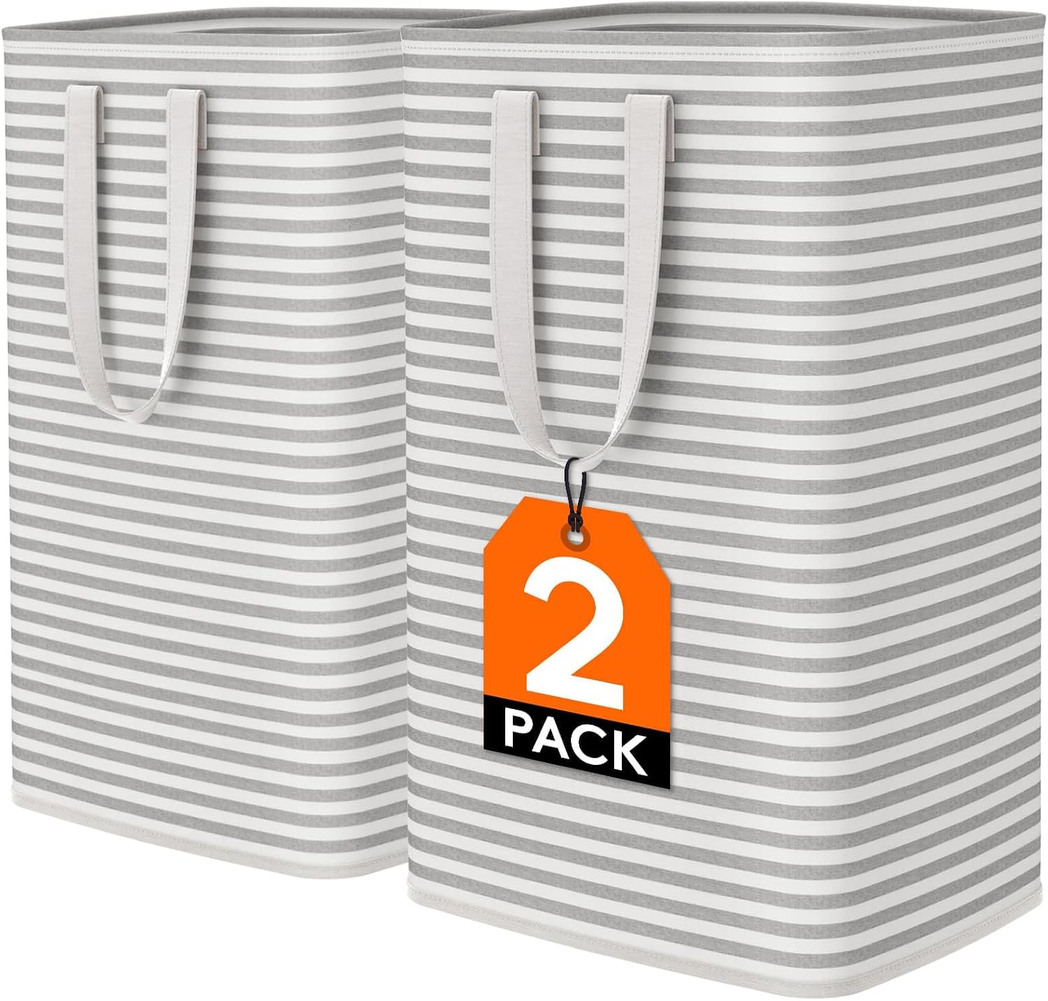 Kosz na Pranie z Uchwytem Duży Składany Wodoodporny Kosze Brudna Ubrania Laundry Basket do Odzież Sypialnia Szary 80L 2 Paczki