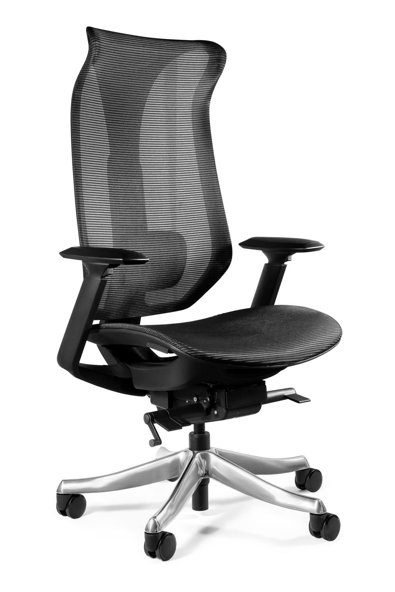 Fotel ergonomiczny FOCUS Unique Synchron - siatka elastyczna, biały i czarny, 130kg