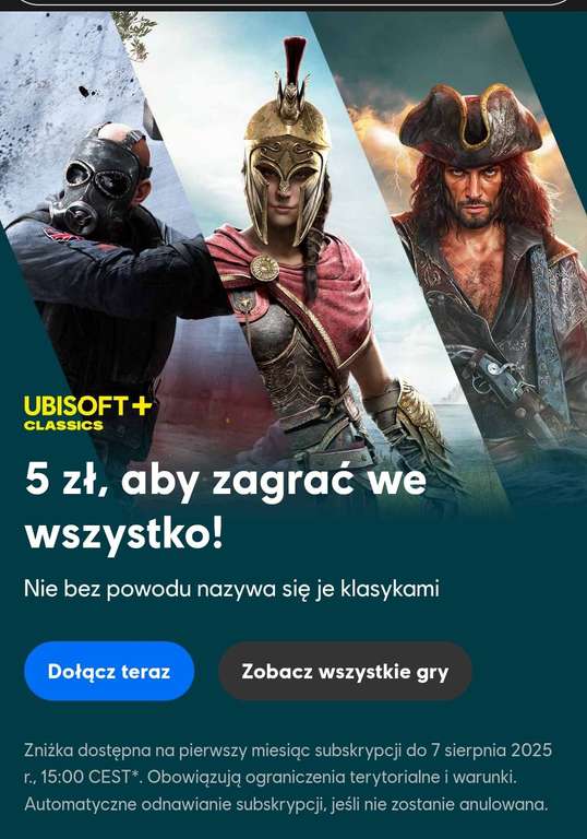 Ubisoft+ Classics – 1 miesiąc ( PS4 / PS5 )