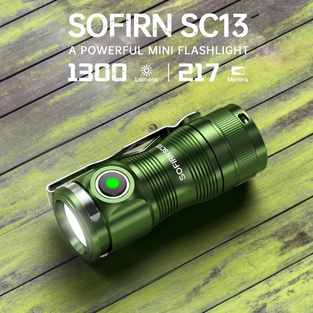 Mini latarka Sofirn SC13 1300lm - zasięg 217m, ogniwo 1100mAh, waga ~60g z baterią, dostawa z Polski (możliwe ~34zł w monetach)