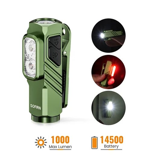 SOFIRN ST10 Latarka magnetyczna EDC z klipsem (zielona/czarna)