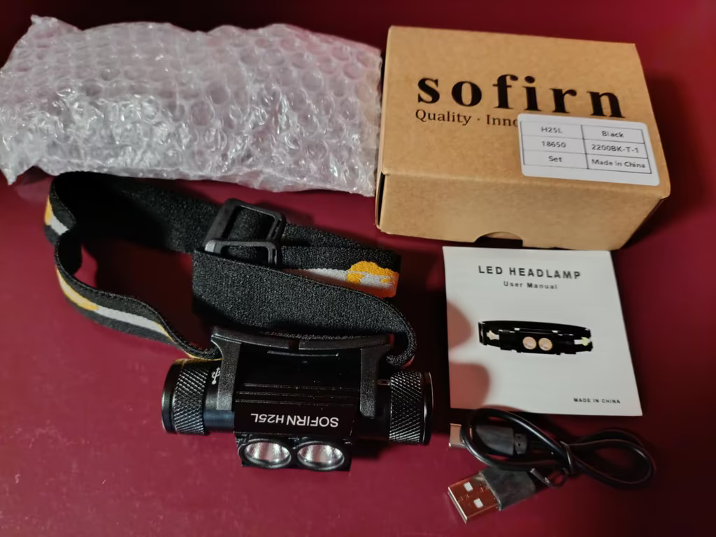 Latarka czołowa Sofirn H25L 1000lm - akumulator 2200mAh, 2*LH351D 5000K 90CRI, ładowanie USB-C, czołówka