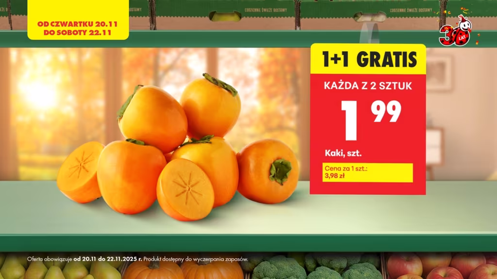 Owoc Kaki 1+1 gratis (cena 1 sztuki przy zakupie 2) @Biedronka