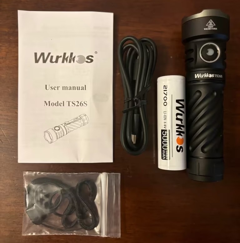 Latarka Wurkkos TS26S + akumulator 5000mAh - moc 3100lm (4* Nichia 519A 95+ CRI), zasięg 191m, USB-C, IP68, magnes