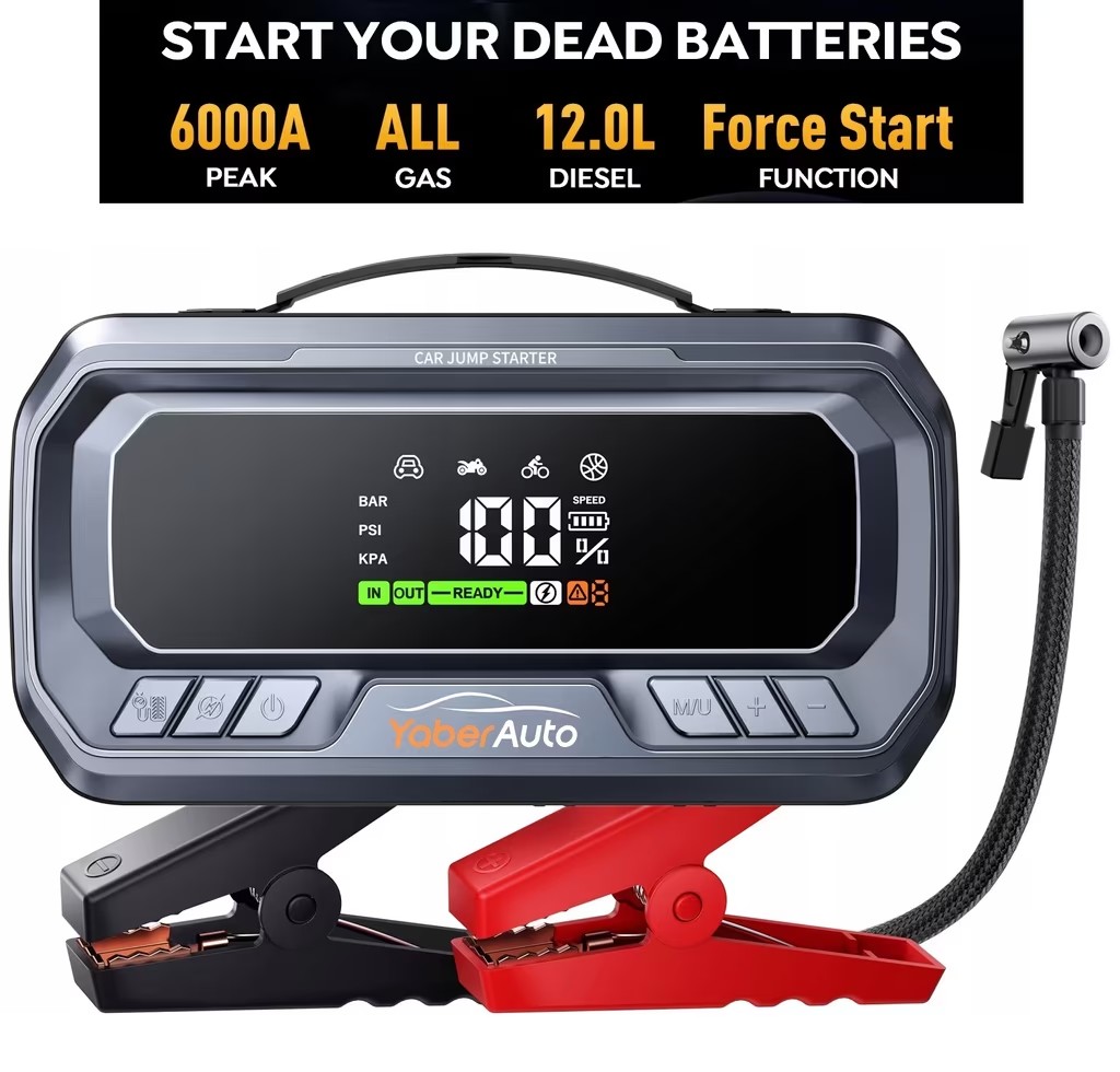 Booster rozruchu Yaber YA90 26800mAh 6000A 160PSI PD65W - powerbank i kompresor