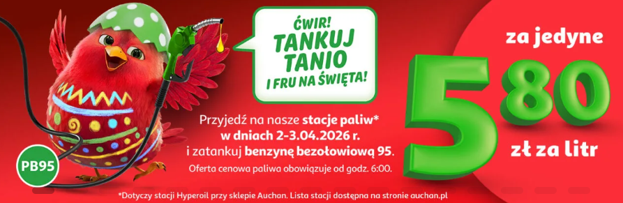 [Auchan] Benzyna PB95 za 5.80zł