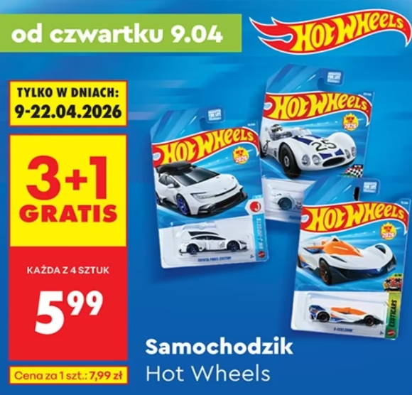 [Biedronka] Samochodziki Hot Wheels w Biedronce od 09.04 | 3+1 | 5,99 zł / szt