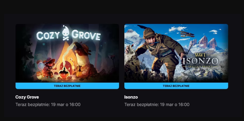 Gry Isonzo i Cozy Grove za darmo w Epic Games Store od 12 marca