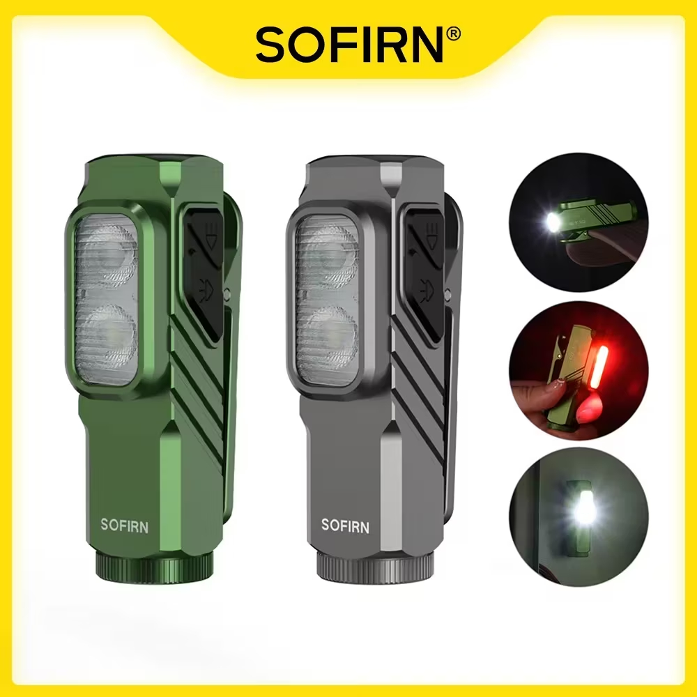 Latarka na klips Sofirn ST10 - moc1000lm, białe i czerwone światło, akumulator 900mAh (wymienny, możliwa praca na AA)