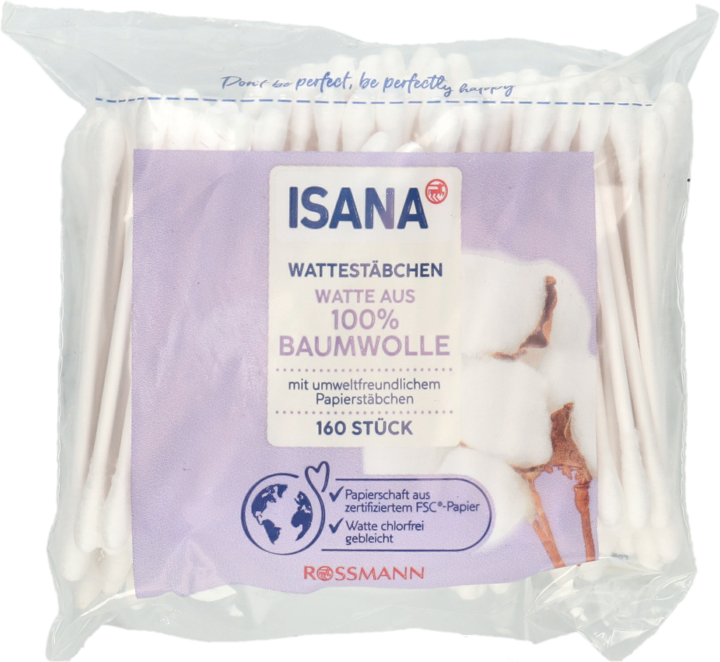 160 szt - ISANA Patyczki kosmetyczne, 100% bawelny