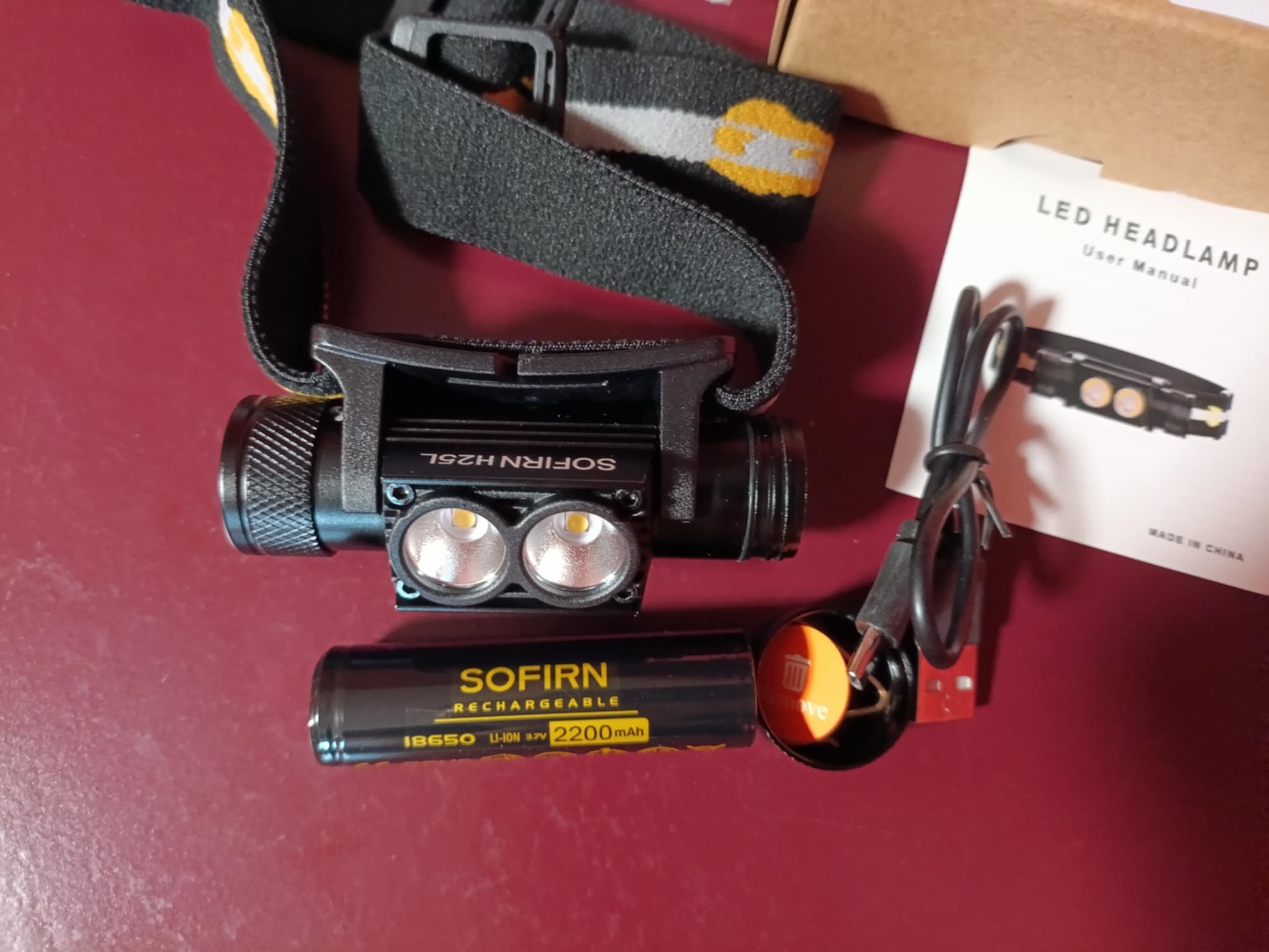 Latarka czołowa Sofirn H25L + ogniwo 2200mAh - moc 1000lm, 2*LH351D 5000K 90CRI, ładowanie USB-C