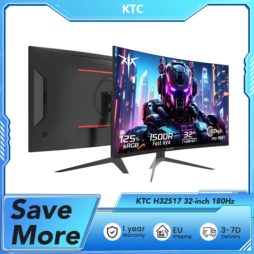 Monitor gamingowy KTC H32S17 32-calowy 2560x1440 QHD 180 Hz HVA Zakrzywiony 1500R