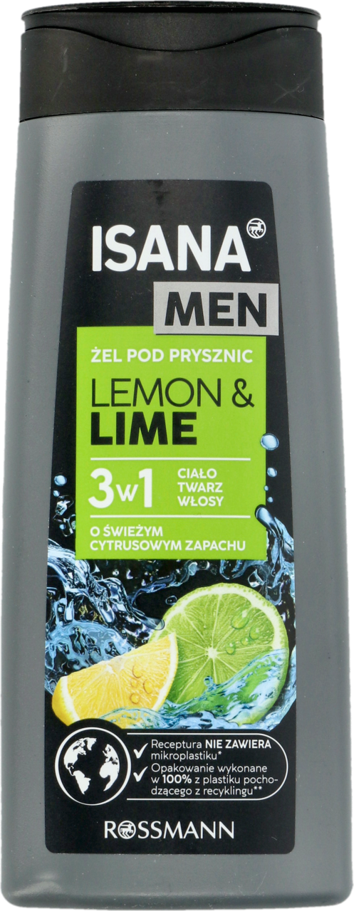 ISANA MEN Żel pod prysznic, dla mężczyzn, 3w1, Lemon & Lime