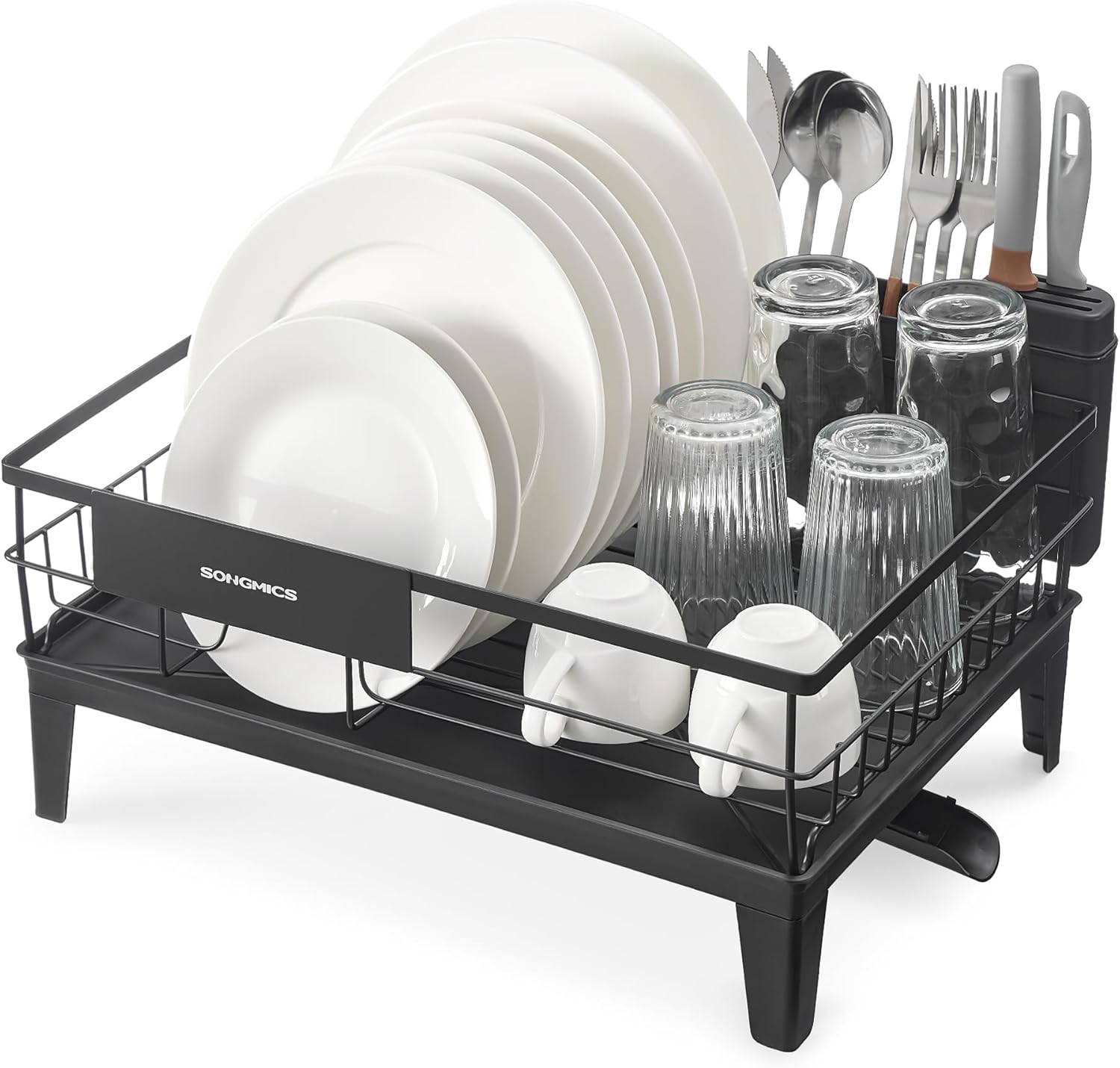 SONGMICS Ociekacz do naczyń, suszarka, obrotowy i wysuwany o 360°