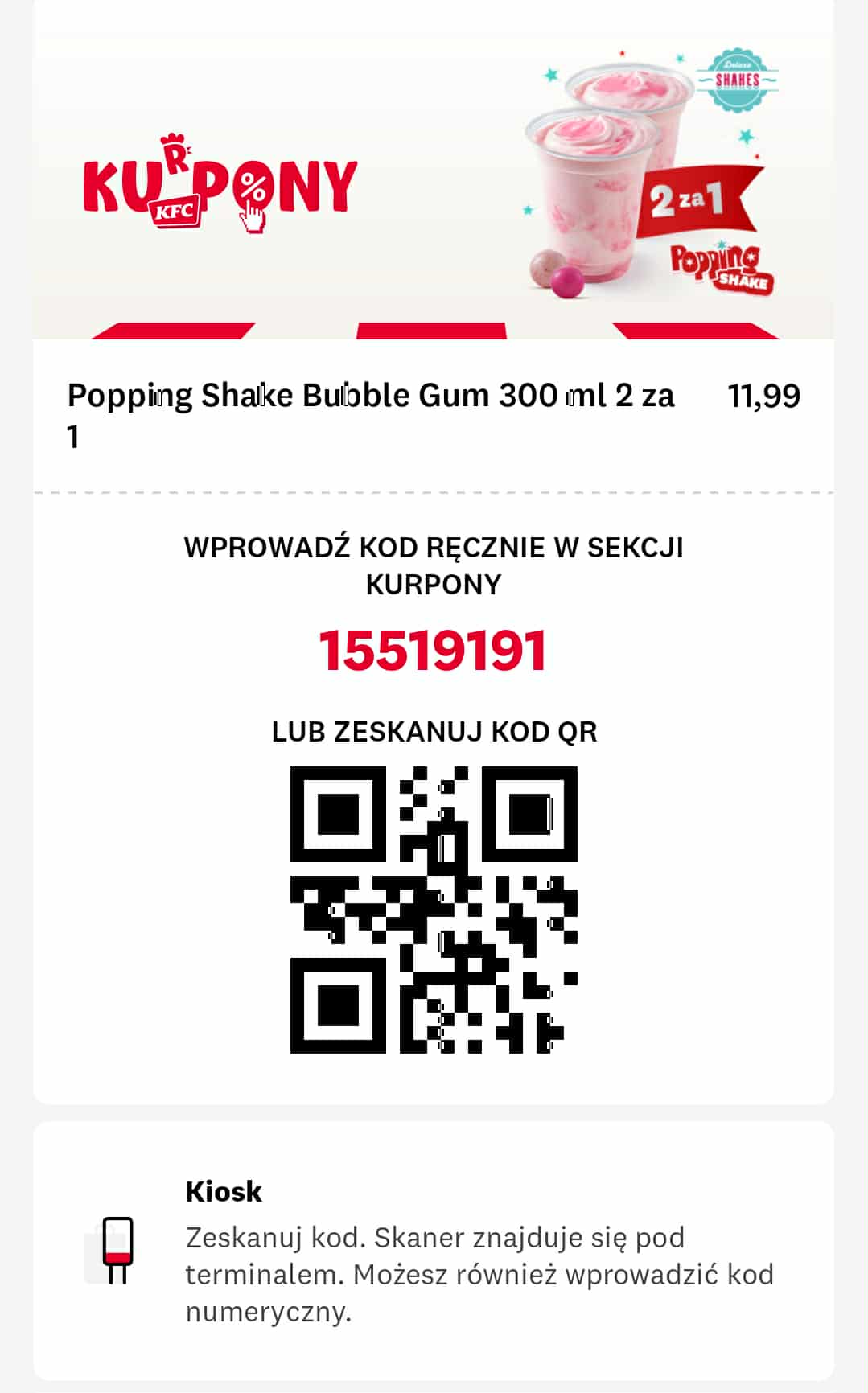 Promocja w KFC Popping Shake Bublle Gum 300 ml 2 za 1