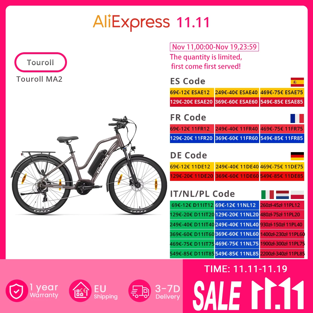 Rower elektryczny Touroll MA2 z aluminiową ramą