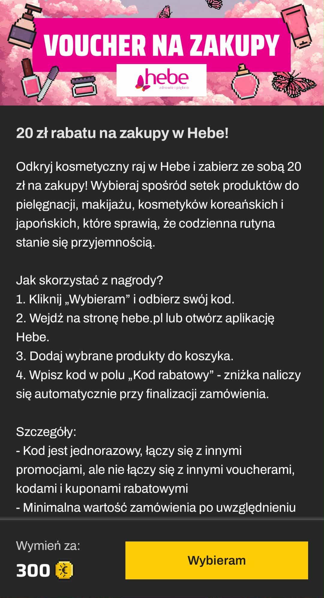 Voucher do Hebe -20 zł na zakupy w hebe.pl za 300 InCoinów