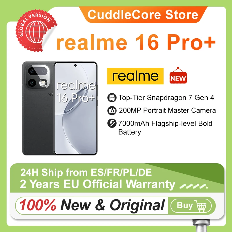 realme 16 Pro Plus 5G Smartphone Wersja EU Snapdragon 7 Gen 4 Kamera 200MP Bateria 7000mAh Ekran AMOLED 6.8'' 144Hz