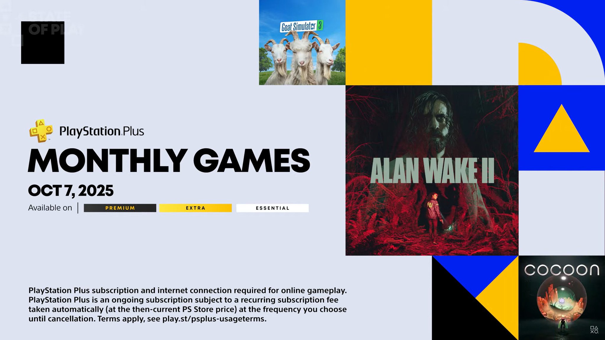 PlayStation Plus Essential na październik: Alan Wake 2, Goat Simulator 3, Cocoon