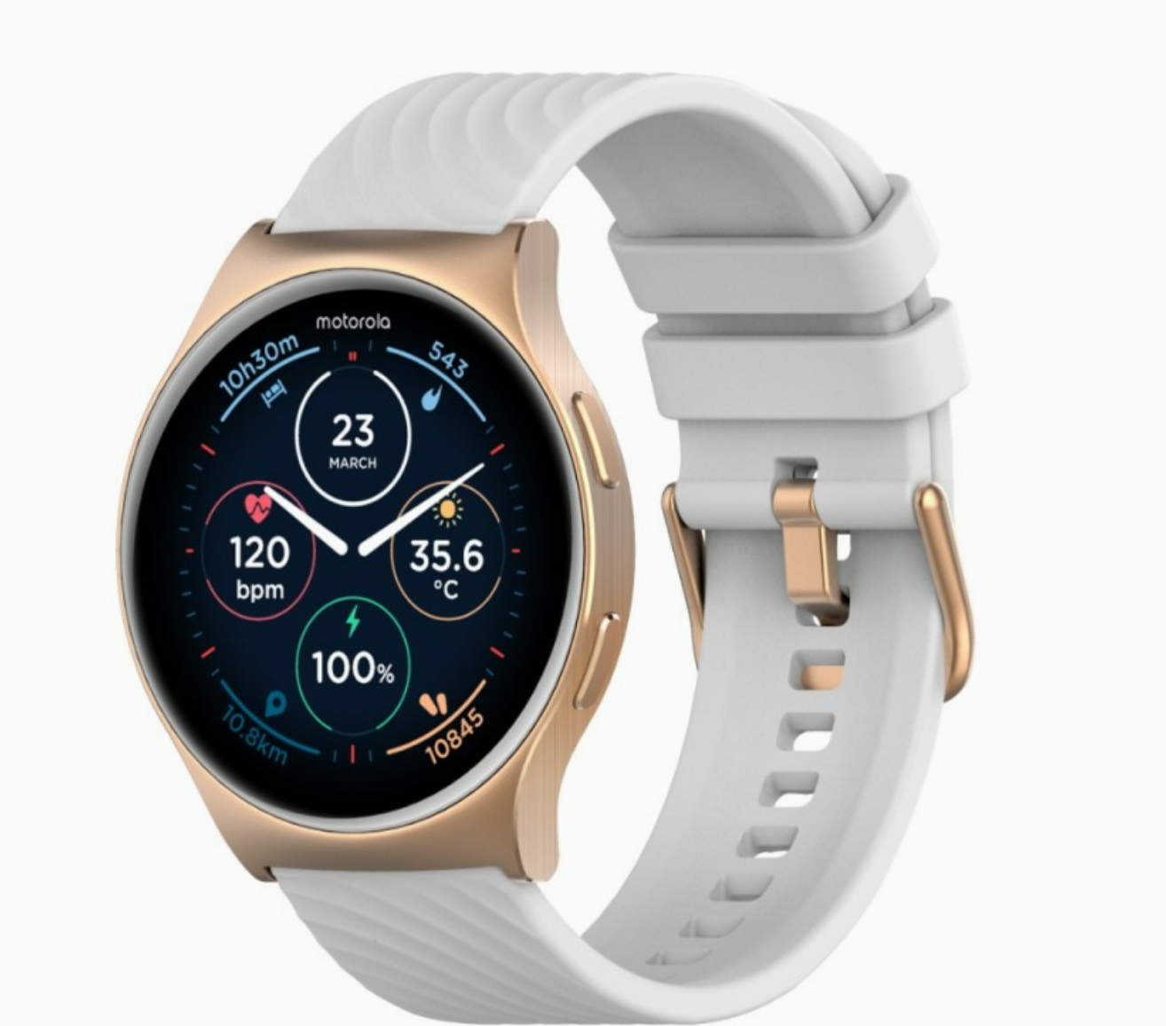 Motorola Moto Watch 120 1,43" AMOLED 45mm Smartwatch, 466×466 pixels, bateria na 10 dni
