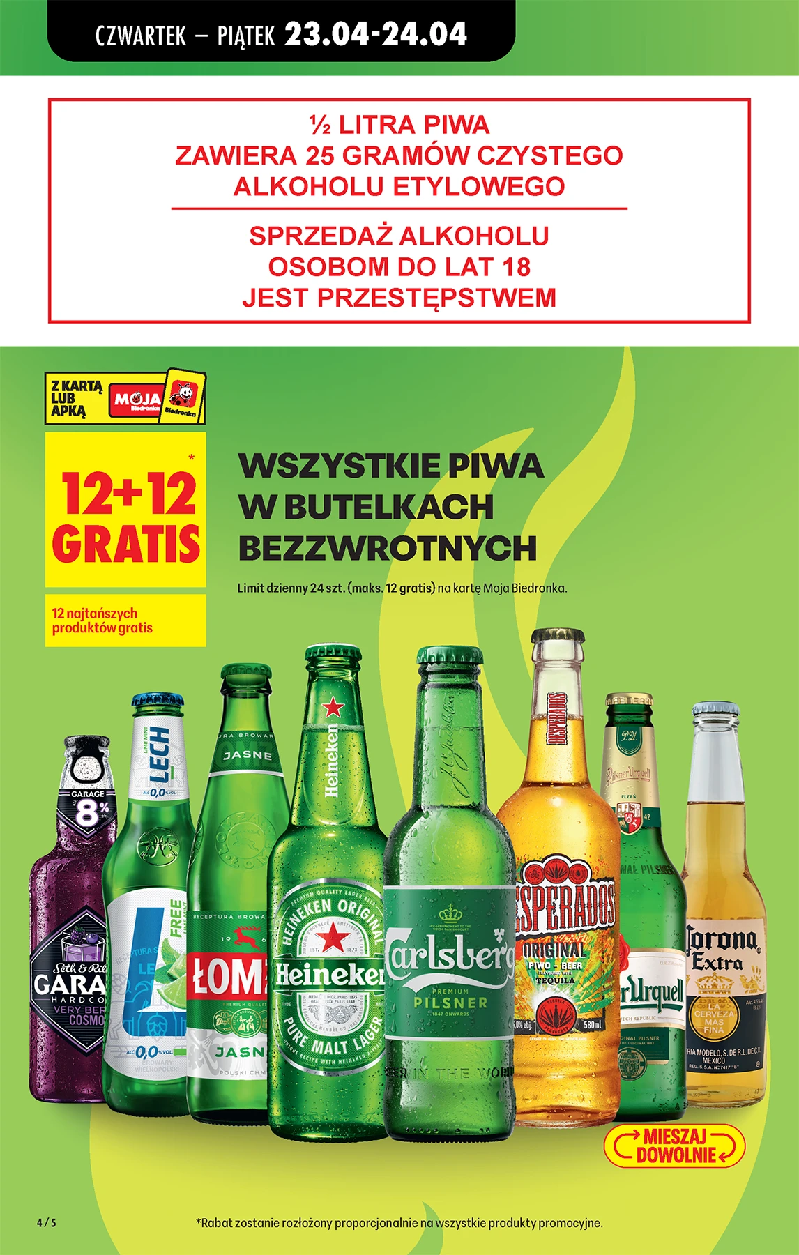 Promocja na piwa 12+12 gratis w Biedronce