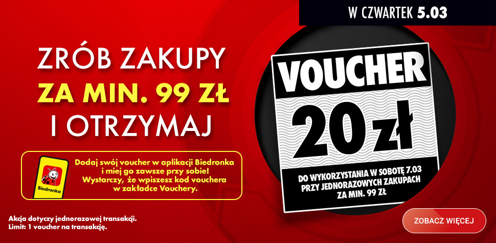 Zrób zakupy za min. 99 zł i otrzymaj 20 zł
