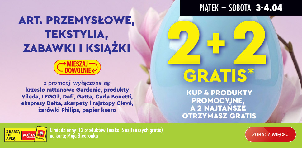 [Biedronka] Art. przemysłowe, zabawki, książki i tekstylia 2+2
