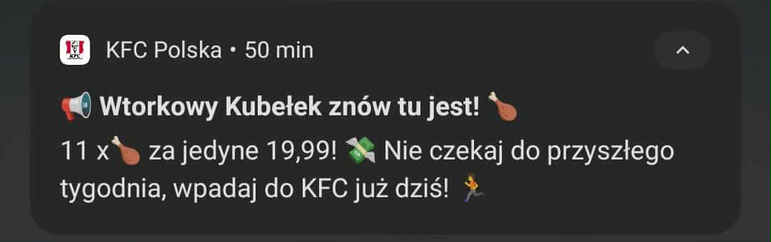 Wtorkowy kubełek w KFC za 19,99 zł