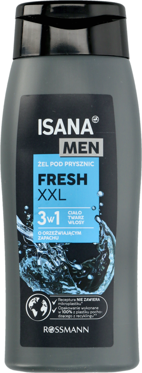 ISANA MEN Żel pod prysznic, 3w1, Fresh XXL 500ml